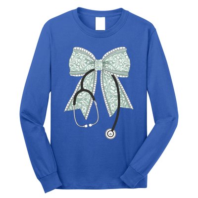 Nurse Doctor Coquette Bow Stethoscope Cute Nursing Ribbon Gift Long Sleeve Shirt