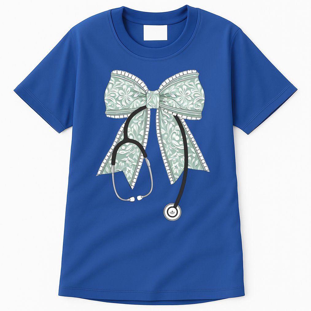 Nurse Doctor Coquette Bow Stethoscope Cute Nursing Ribbon Gift Tall T-Shirt