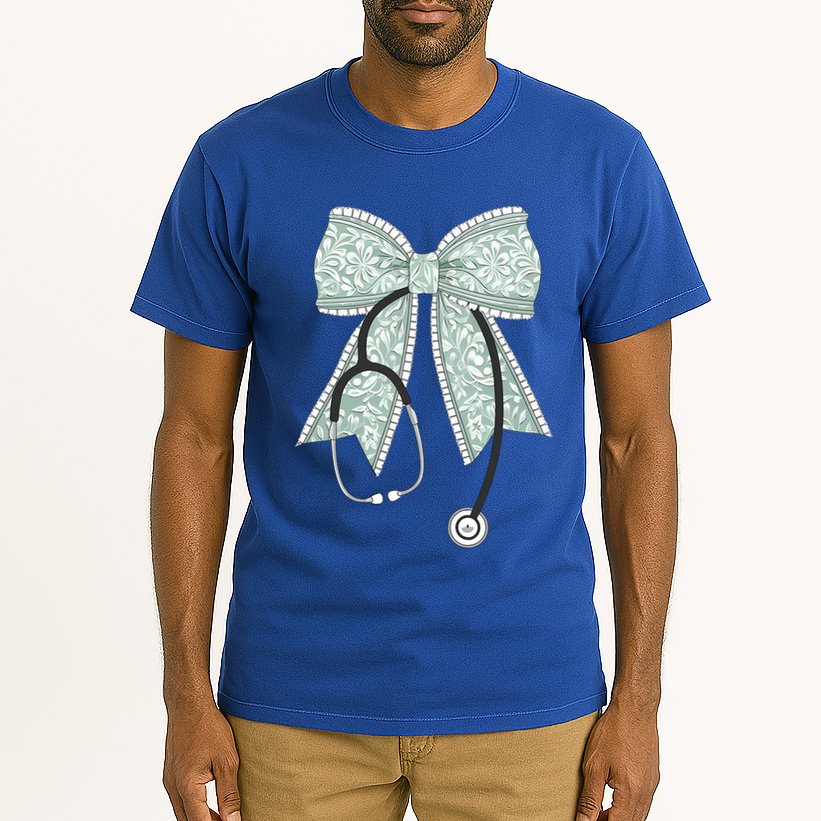 Nurse Doctor Coquette Bow Stethoscope Cute Nursing Ribbon Gift Tall T-Shirt