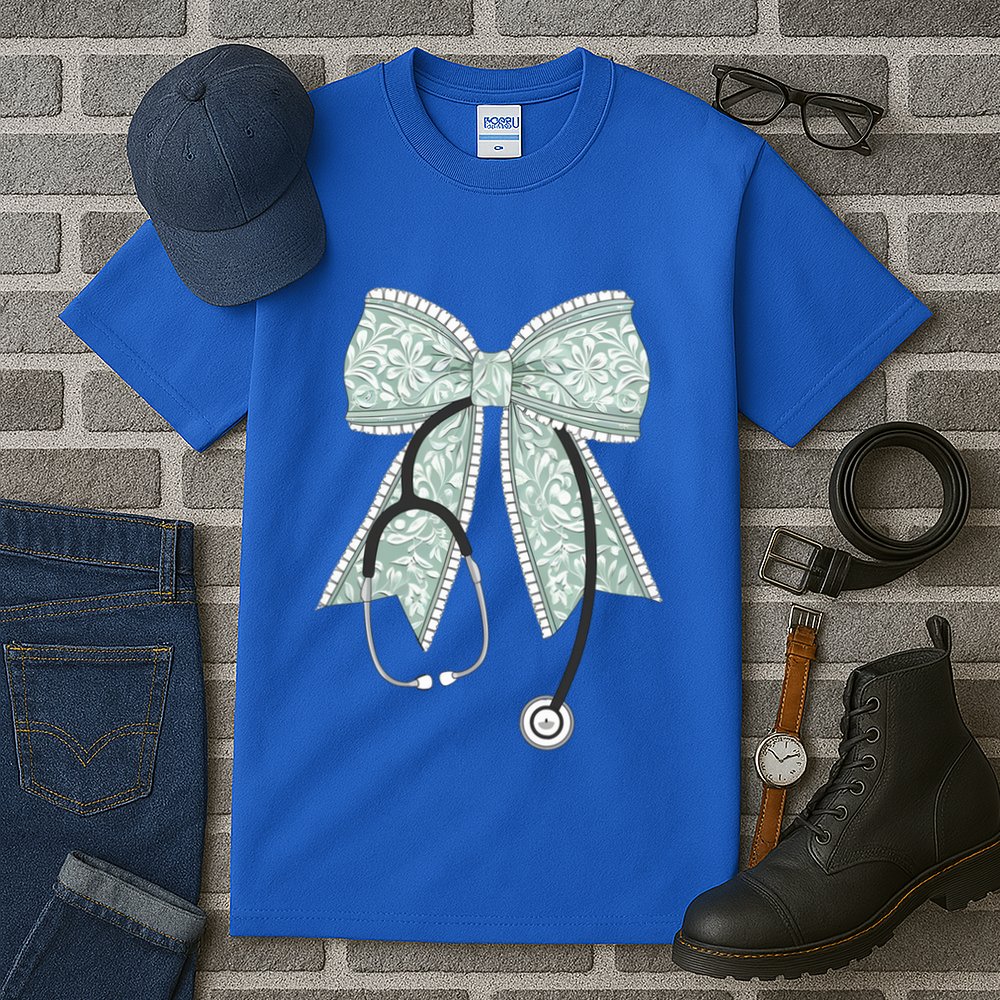 Nurse Doctor Coquette Bow Stethoscope Cute Nursing Ribbon Gift Tall T-Shirt