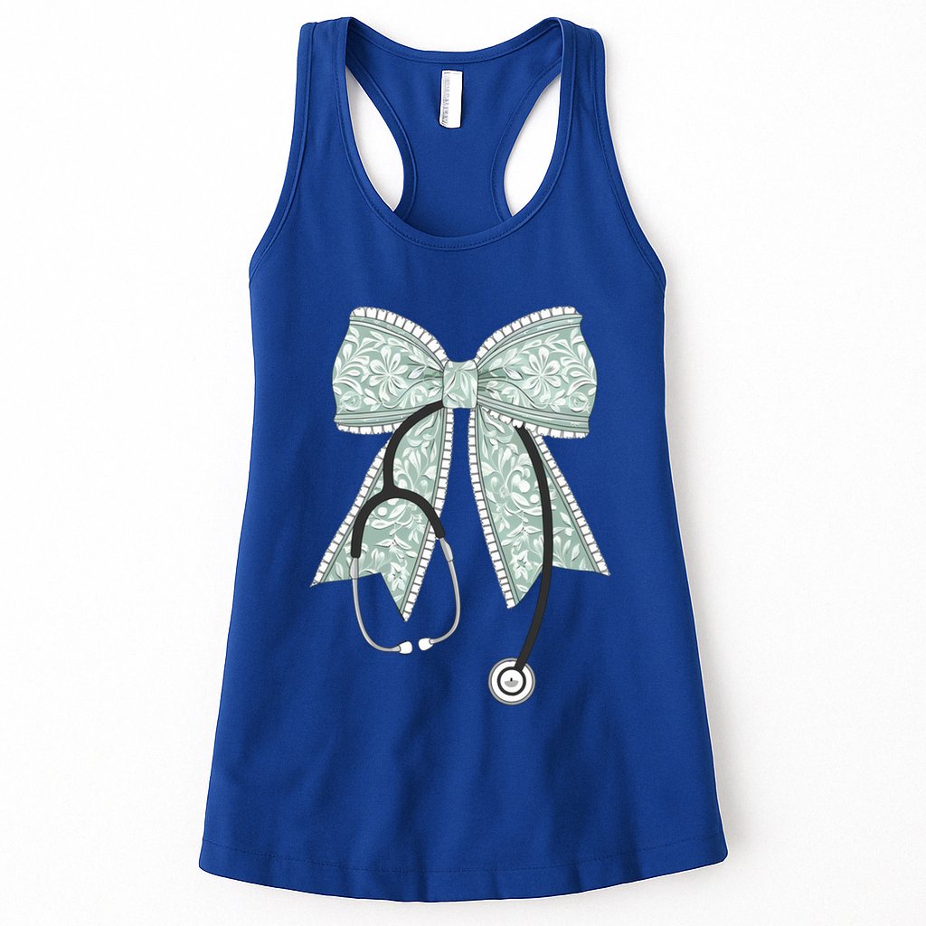 Nurse Doctor Coquette Bow Stethoscope Cute Nursing Ribbon Gift Womens Tank Top
