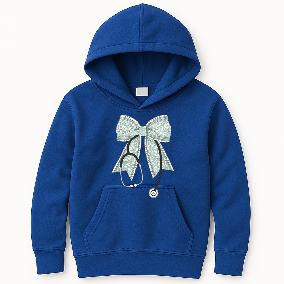 Nurse Doctor Coquette Bow Stethoscope Cute Nursing Ribbon Gift Kids Hoodie