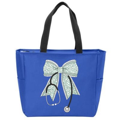 Nurse Doctor Coquette Bow Stethoscope Cute Nursing Ribbon Gift Zip Tote Bag