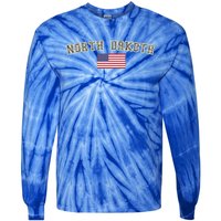 North Dakota Camo University College State American Flag Gift Tie-Dye Long Sleeve Shirt