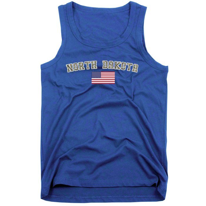 North Dakota Camo University College State American Flag Gift Tank Top