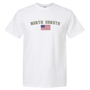 North Dakota Camo University College State American Flag Gift Garment-Dyed Heavyweight T-Shirt