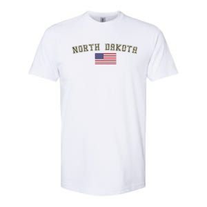 North Dakota Camo University College State American Flag Gift Softstyle CVC T-Shirt