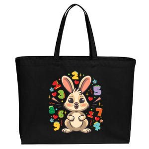 Number Day Childrens Cute Bunny Rabbit Numbers Customers Cotton Canvas Jumbo Tote