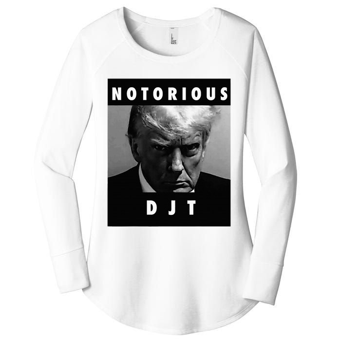 Notorious Djt Donald Trump Mug Shot Republican 2024 Maga Women's Perfect Tri Tunic Long Sleeve Shirt