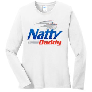 Natty Daddy Dad Bod Light Humor Beer Lover Father's Day Ladies Long Sleeve Shirt