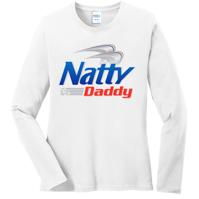 Natty Daddy Dad Bod Light Humor Beer Lover Father's Day Ladies Long Sleeve Shirt