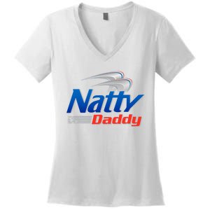 Natty Daddy Dad Bod Light Humor Beer Lover Father's Day Women's V-Neck T-Shirt