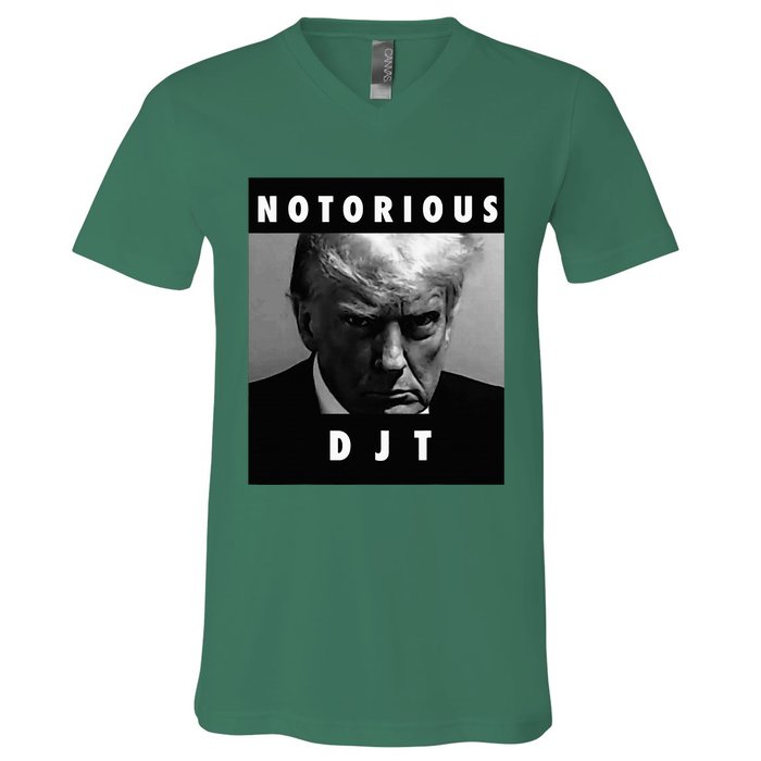 Notorious Djt Donald Trump Mug Shot Republican 2024 Maga V-Neck T-Shirt