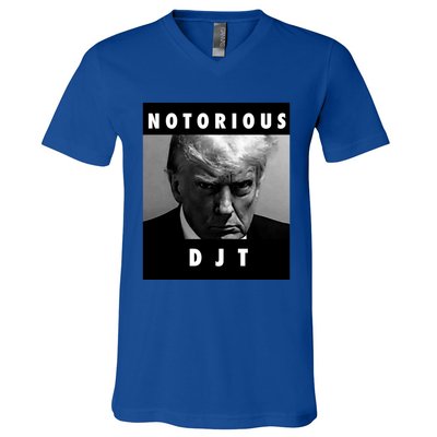 Notorious Djt Donald Trump Mug Shot Republican 2024 Maga Cute Gift V-Neck T-Shirt