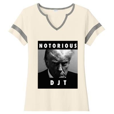 Notorious Djt Donald Trump Mug Shot Republican 2024 Maga Ladies Halftime Notch Neck Tee