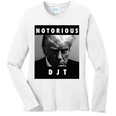 Notorious Djt Donald Trump Mug Shot Republican 2024 Maga Ladies Long Sleeve Shirt