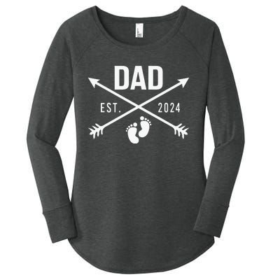 New Dad Est 2024 First Fathers Day 2024 Promoted To Daddy Women's Perfect Tri Tunic Long Sleeve Shirt