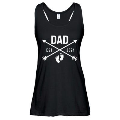 New Dad Est 2024 First Fathers Day 2024 Promoted To Daddy Ladies Essential Flowy Tank