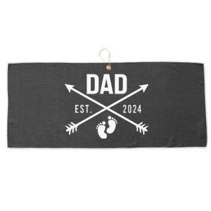 New Dad Est 2024 First Fathers Day 2024 Promoted To Daddy Large Microfiber Waffle Golf Towel