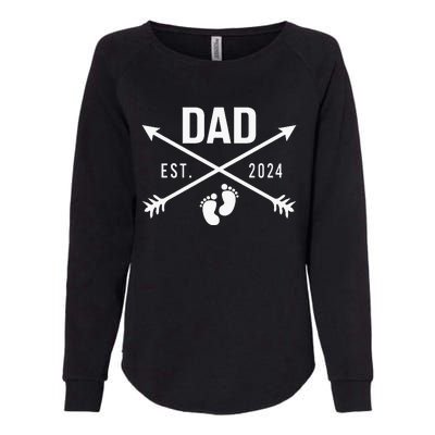 New Dad Est 2024 First Fathers Day 2024 Promoted To Daddy Womens California Wash Sweatshirt