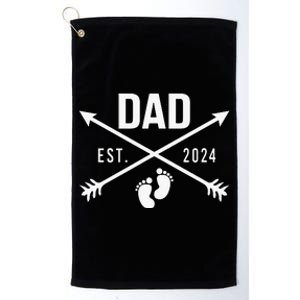 New Dad Est 2024 First Fathers Day 2024 Promoted To Daddy Platinum Collection Golf Towel