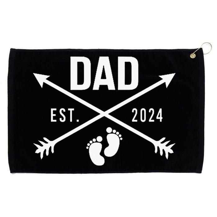 New Dad Est 2024 First Fathers Day 2024 Promoted To Daddy Grommeted Golf Towel