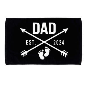 New Dad Est 2024 First Fathers Day 2024 Promoted To Daddy Microfiber Hand Towel