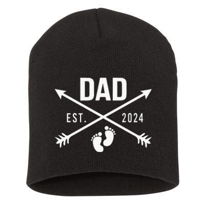 New Dad Est 2024 First Fathers Day 2024 Promoted To Daddy Short Acrylic Beanie