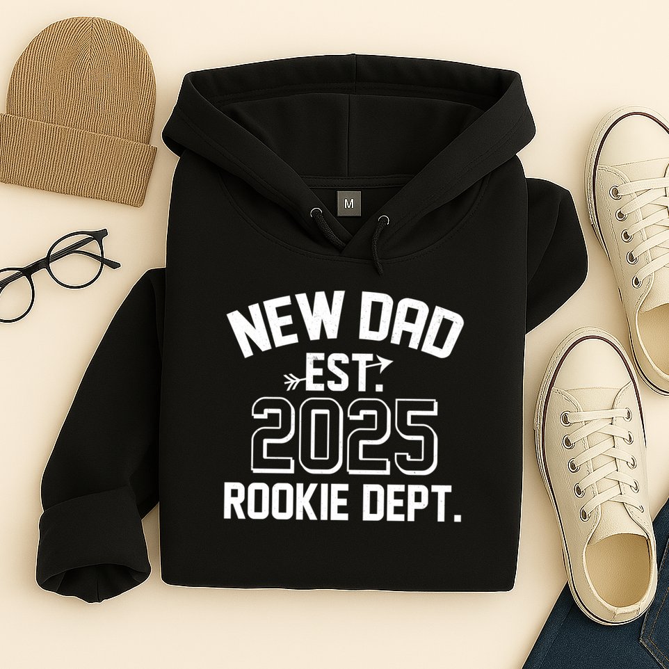 New Dad Est 2025 Rookie Department Hoodie