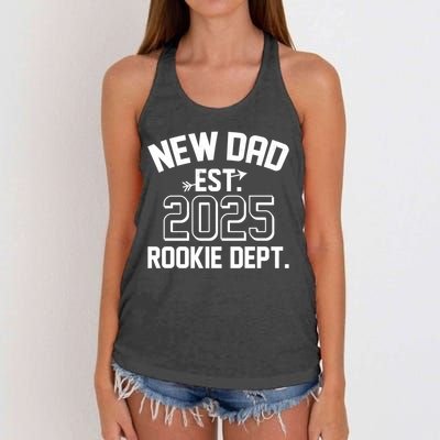 New Dad Est 2025 Rookie Department Women's Knotted Racerback Tank
