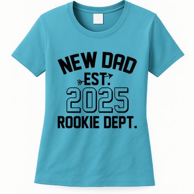 New Dad Est 2025 Rookie Department Womens T-Shirt