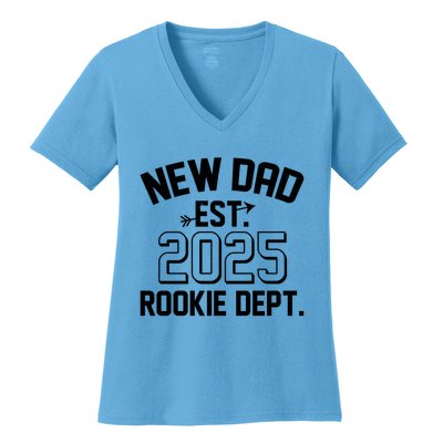 New Dad Est 2025 Rookie Department Women's V-Neck T-Shirt