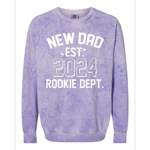 New Dad Est 2024 Rookie Department Colorblast Crewneck Sweatshirt