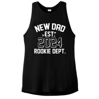 New Dad Est 2024 Rookie Department Ladies PosiCharge Tri-Blend Wicking Tank