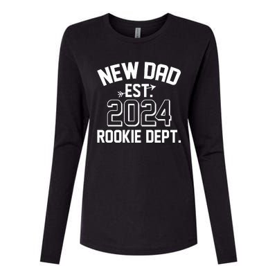 New Dad Est 2024 Rookie Department Womens Cotton Relaxed Long Sleeve T-Shirt