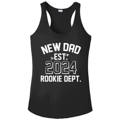 New Dad Est 2024 Rookie Department Ladies PosiCharge Competitor Racerback Tank