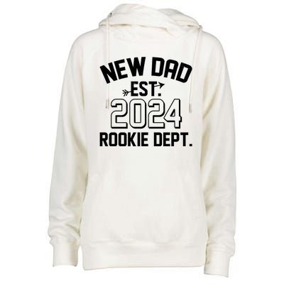 New Dad Est 2024 Rookie Department Womens Funnel Neck Pullover Hood