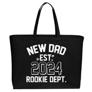 New Dad Est 2024 Rookie Department Cotton Canvas Jumbo Tote