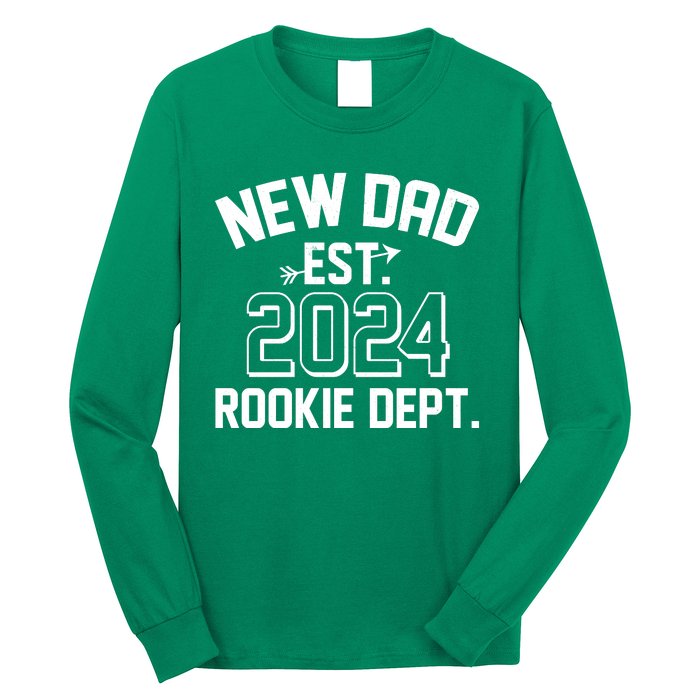 New Dad Est 2024 Rookie Department Long Sleeve Shirt