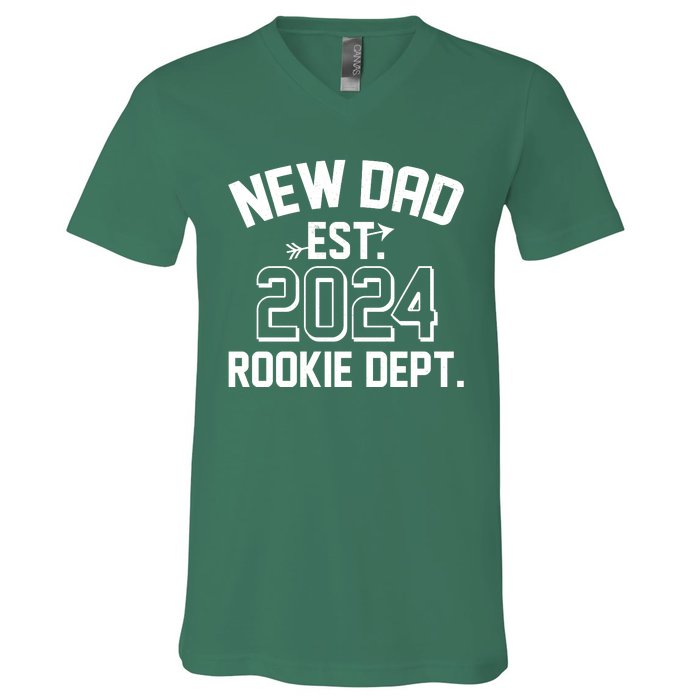 New Dad Est 2024 Rookie Department V-Neck T-Shirt