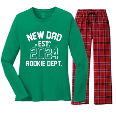 New Dad Est 2024 Rookie Department Women's Long Sleeve Flannel Pajama Set 