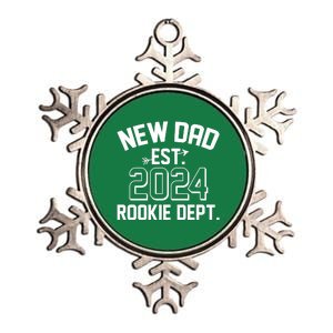 New Dad Est 2024 Rookie Department Metallic Star Ornament