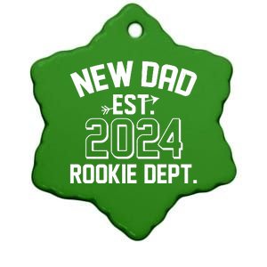 New Dad Est 2024 Rookie Department Ceramic Star Ornament