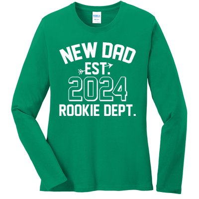 New Dad Est 2024 Rookie Department Ladies Long Sleeve Shirt