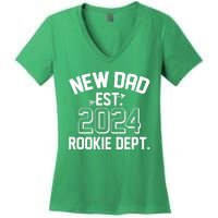 New Dad Est 2024 Rookie Department Women's V-Neck T-Shirt