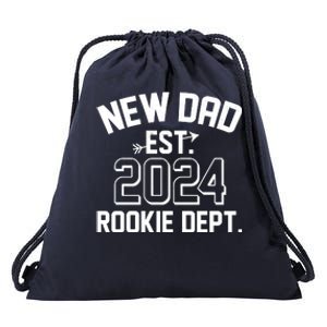 New Dad Est 2024 Rookie Department Drawstring Bag