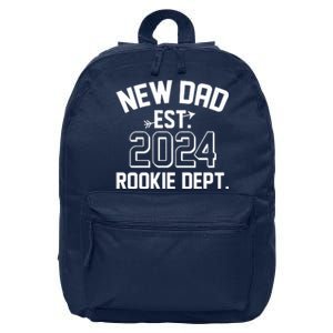 New Dad Est 2024 Rookie Department 16 in Basic Backpack