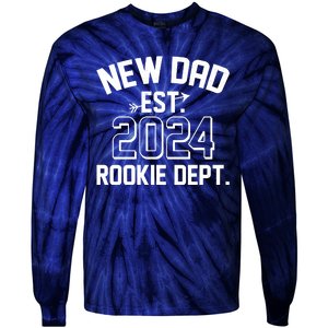 New Dad Est 2024 Rookie Department Tie-Dye Long Sleeve Shirt