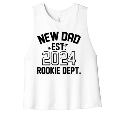 New Dad Est 2024 Rookie Department Women's Racerback Cropped Tank