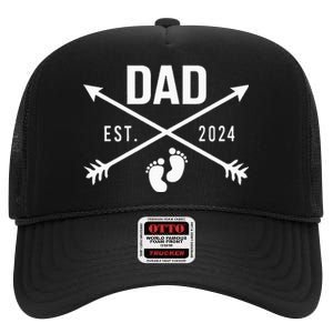 New Dad Est 2024 First Fathers Day 2024 High Crown Mesh Back Trucker Hat